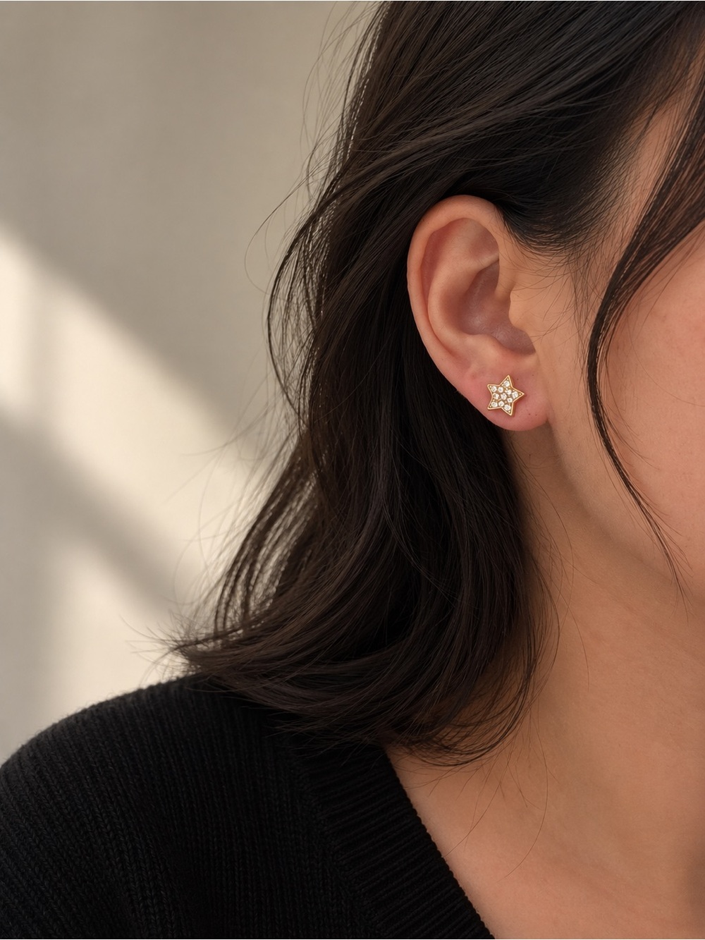 18K Gold Plated CZ Star Stud Earrings